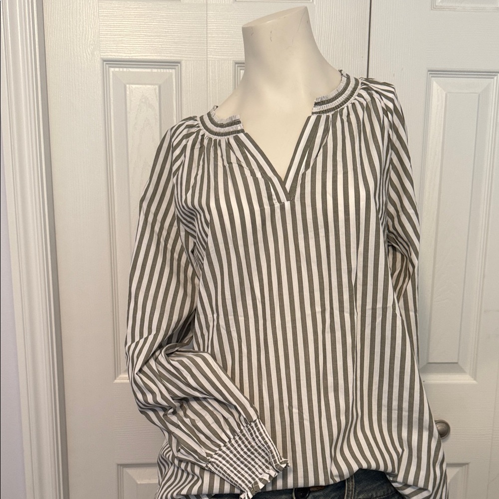 NEW Maurice’s Striped Olive and White Women's Top. Create a bundle and save!